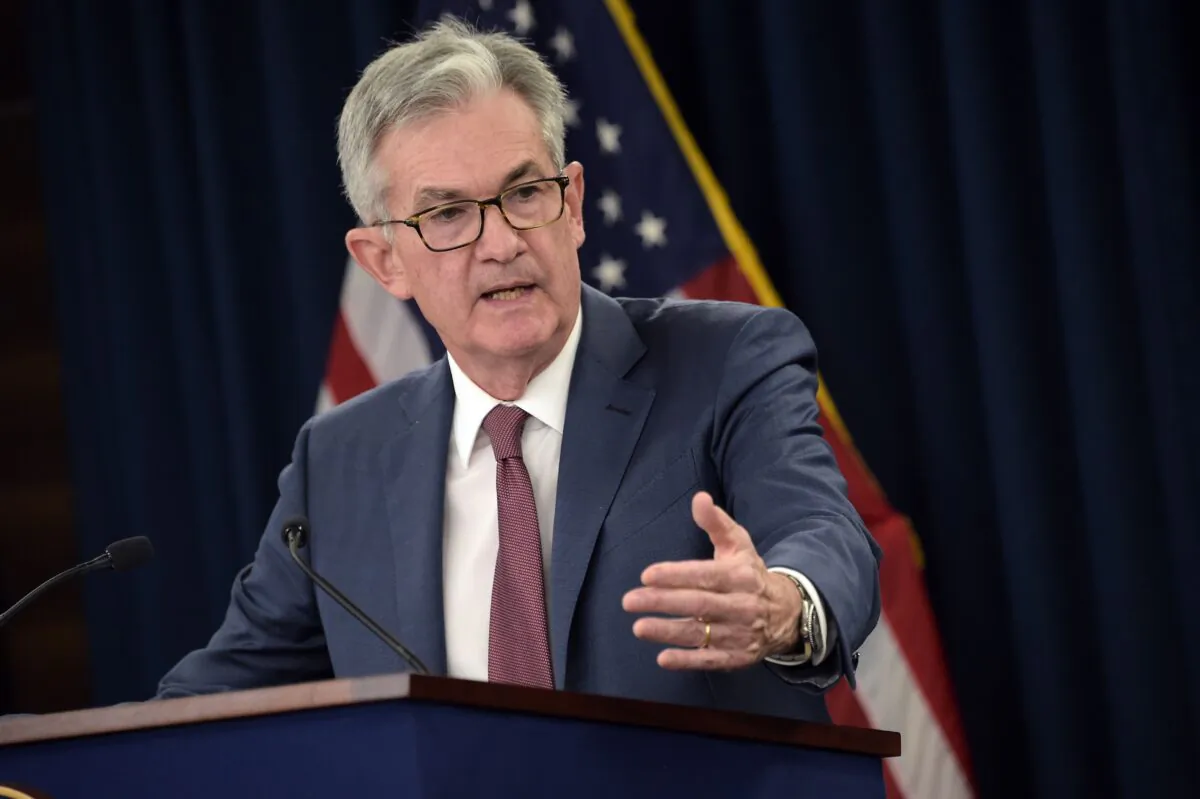 Federal Reserve Board Chairman Jerome Powell holds a news conference in Washington, on Oct. 30, 2019. (ERIC BARADAT/AFP via Getty Images)