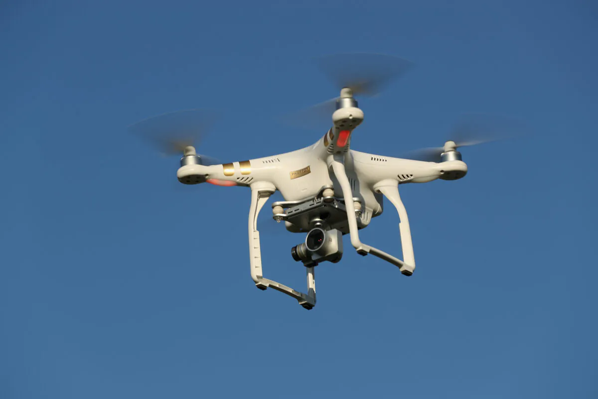 The photographer's DJI Phantom 3 Pro multirotor drone flies near Brueck, Germany, on June 8, 2016. (Sean Gallup/Getty Images)