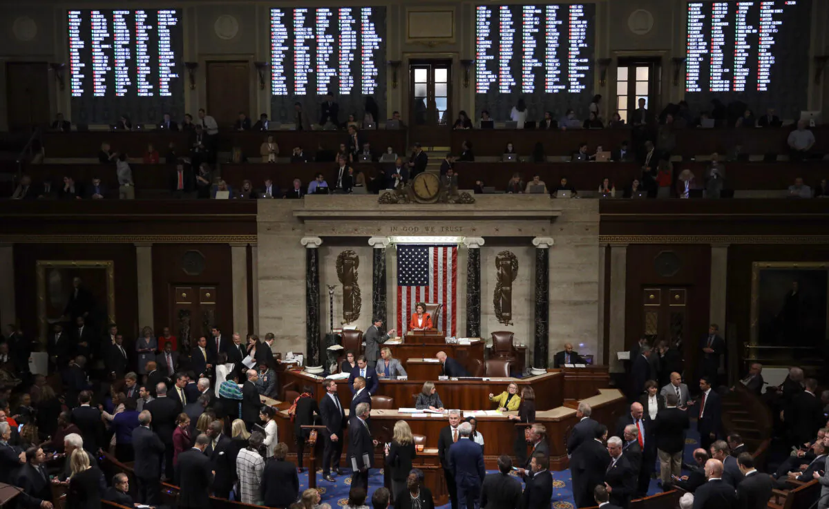 The House of Representatives votes on a resolution formalizing the impeachment inquiry centered on President Donald Trump in Washington on Oct. 31, 2019. (Win McNamee/Getty Images)