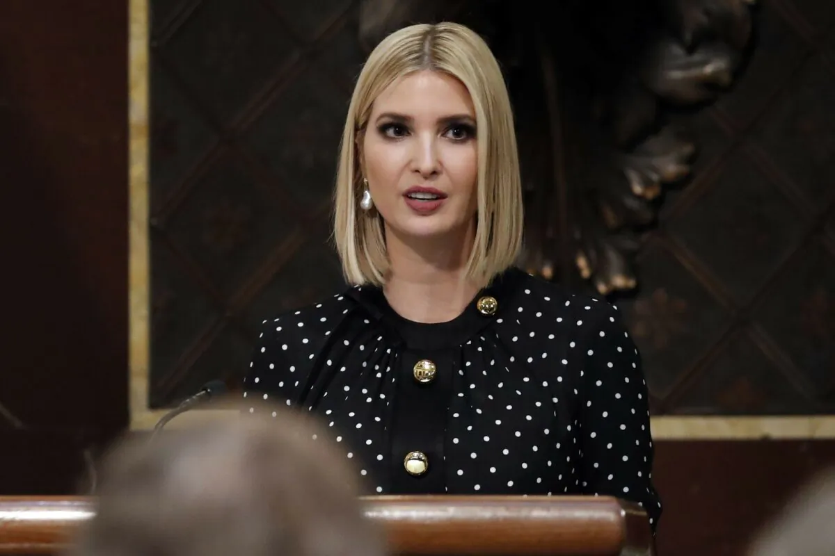 Ivanka Trump speaks to open a meeting of the President's Interagency Task Force to Monitor and Combat Trafficking in Persons (PITF), in the Eisenhower Executive Office Building, on the White House complex on Oct. 29, 2019. (Alex Brandon/AP Photo)