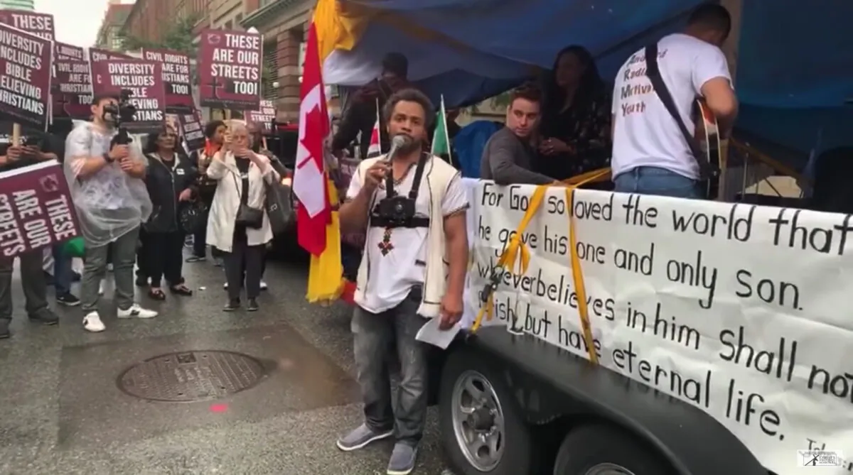 David Lynn speaks to supporter Toronto on October 28, 2019. Screenshot from a video on YouTube.