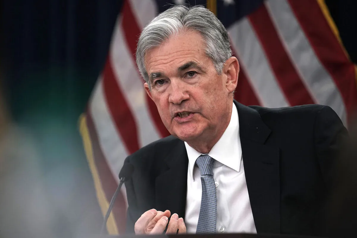 Federal Reserve Chairman Jerome Powell speaks during a news conference in Washington on March 21, 2018. (Alex Wong/Getty Images)