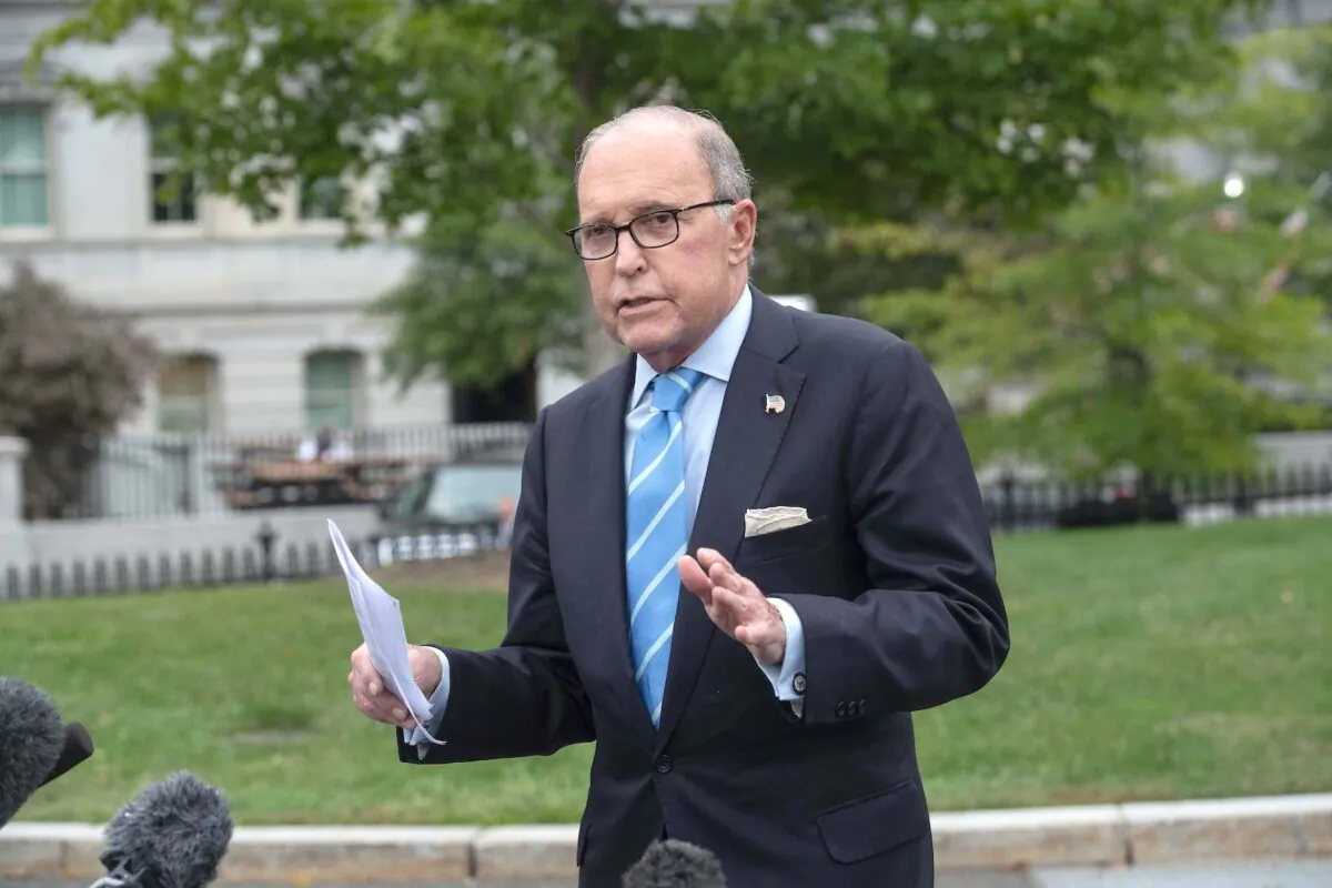 Larry Kudlow, Director of the National Economic Council, speaks to the press at the White House in Washington, on Oct. 5, 2018. (Nicholas Kamm/AFP via Getty Images)