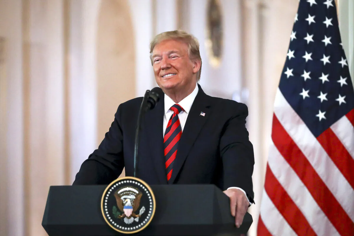 President Donald Trump at a press conference in the East Room of the White House in Washington on Sept. 20, 2019. (Charlotte Cuthbertson/The Epoch Times)
