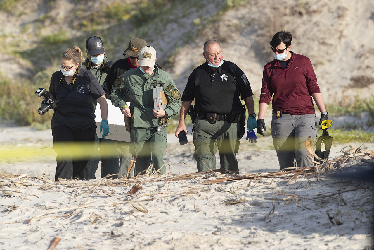 Agencies conduct an investigation on a Padre Island,