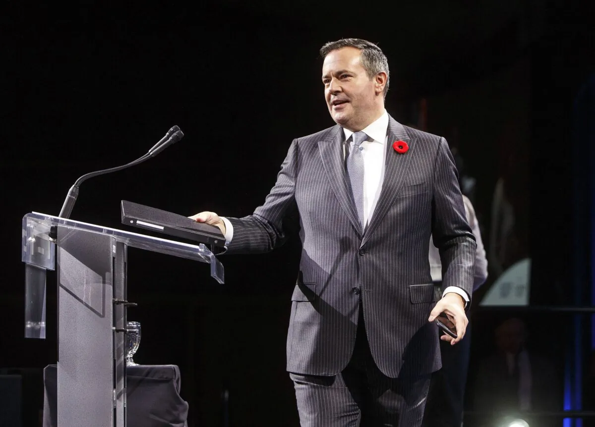 Alberta Premier Jason Kenney delivers his State of the Province address to the Edmonton Chamber of Commerce on Oct. 29, 2019. (The Canadian Press/Jason Franson)
