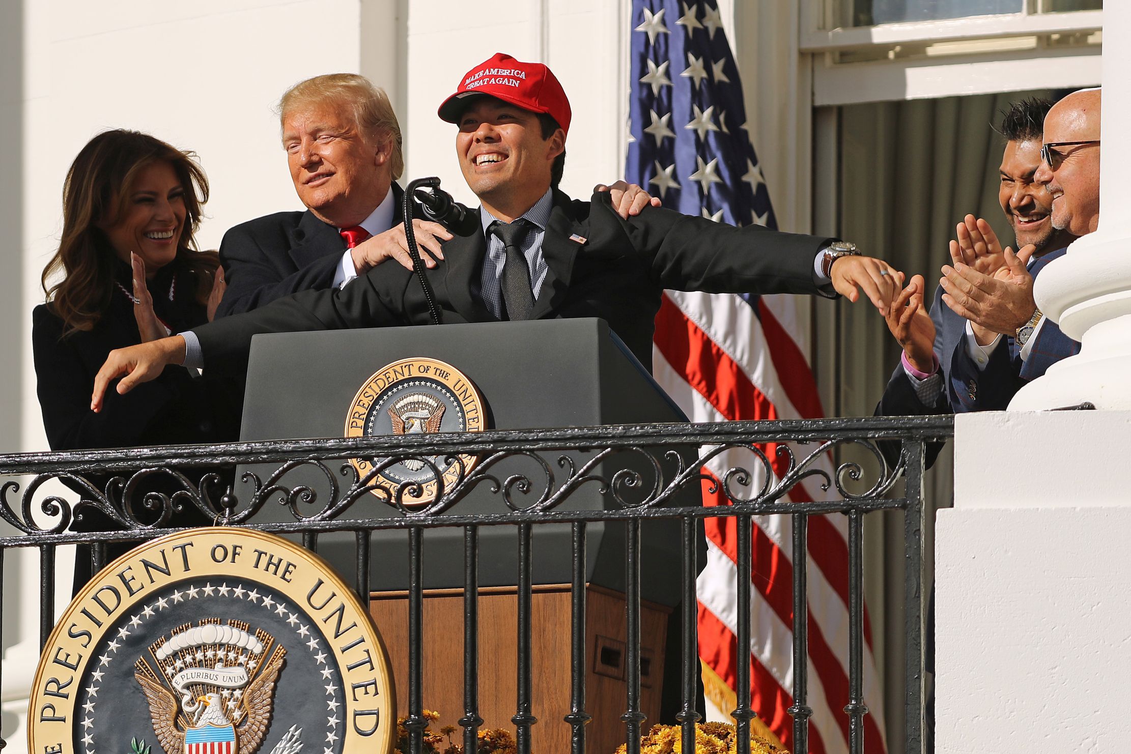 Trump hugs Nats catcher Kurt Suzuki for wearing MAGA hat to White House -  POLITICO