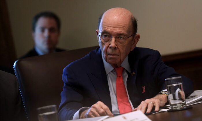 U.S. Secretary of Commerce Wilbur Ross listens during a cabinet meeting in the Cabinet Room of the White House in Washington, on Oct. 21, 2019. (Alex Wong/Getty Images)