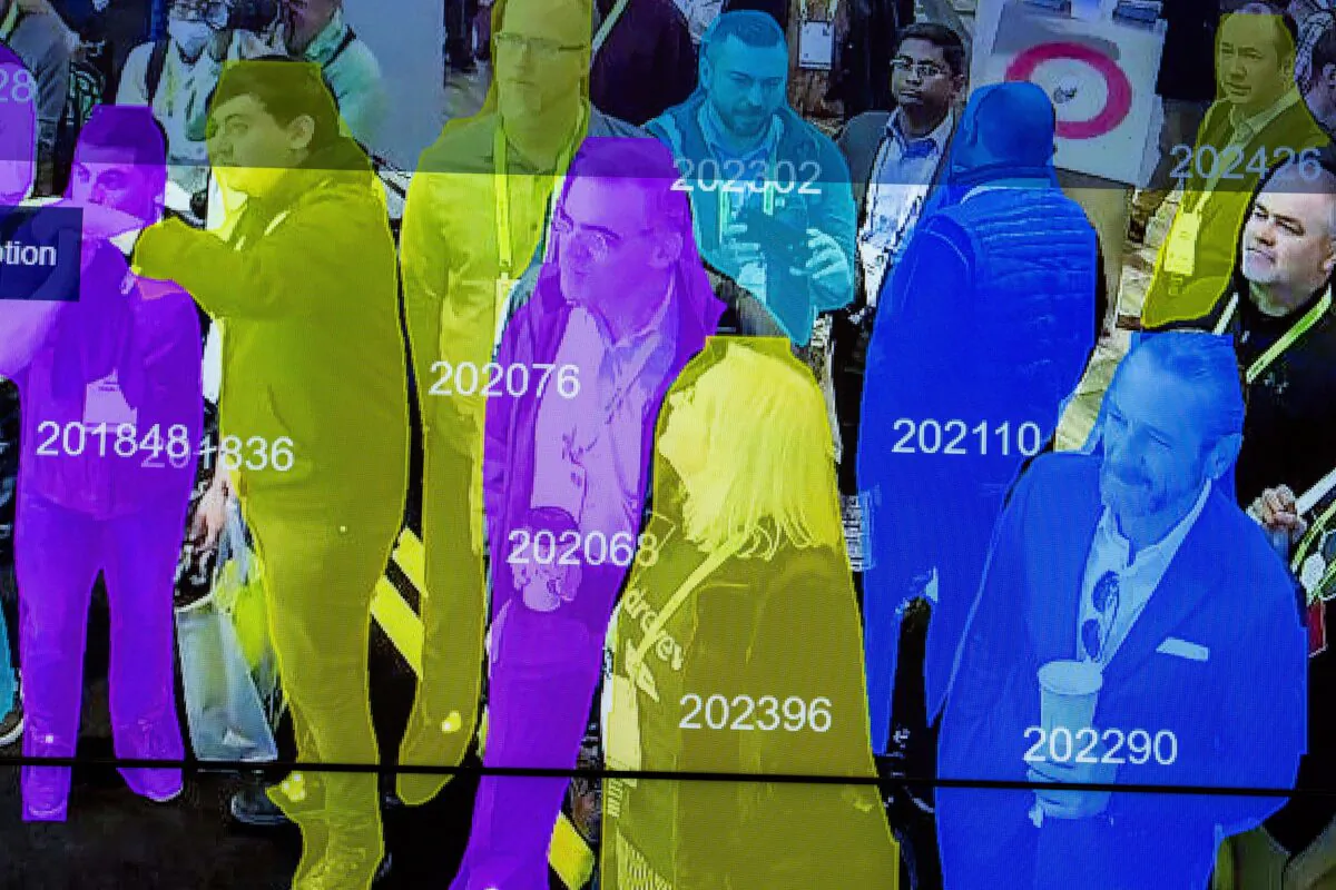 A live demonstration uses artificial intelligence and facial recognition in dense crowd spatial-temporal technology at the Horizon Robotics exhibit at the Las Vegas Convention Center during CES 2019 in Las Vegas on Jan. 10, 2019. (David McNew/AFP via Getty Images)