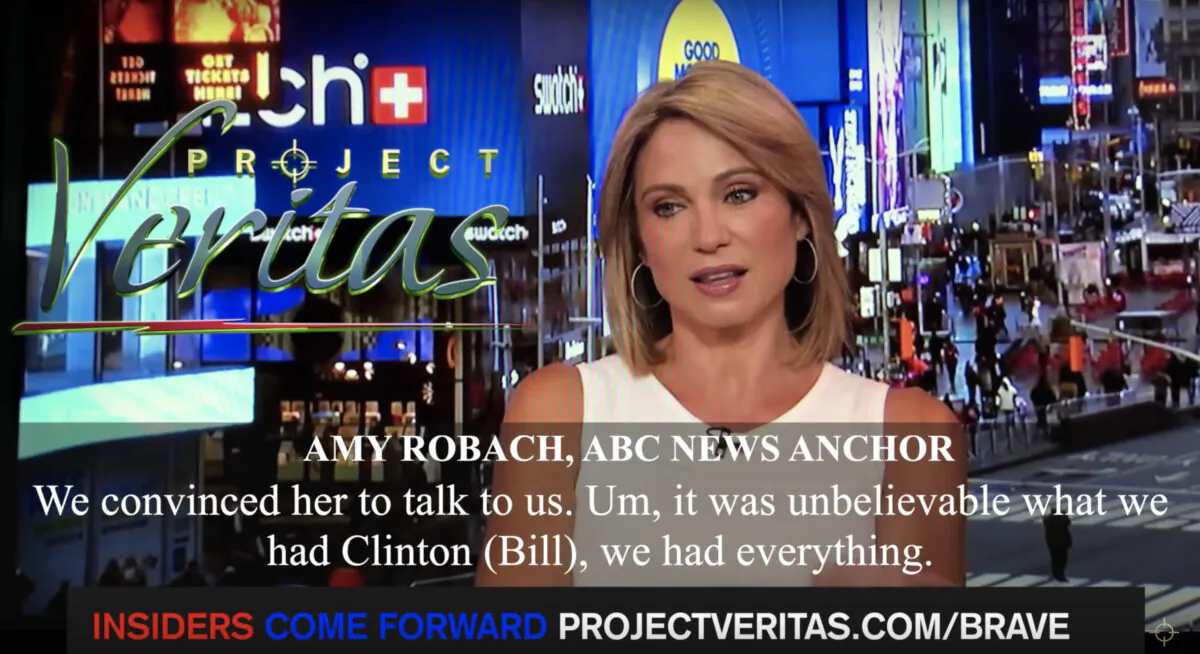 ABC's Amy Robach claims on hot mic that the network killed Epstein story 3 years ago, in a video released by Project Veritas.  (Screenshot/Project Veritas)