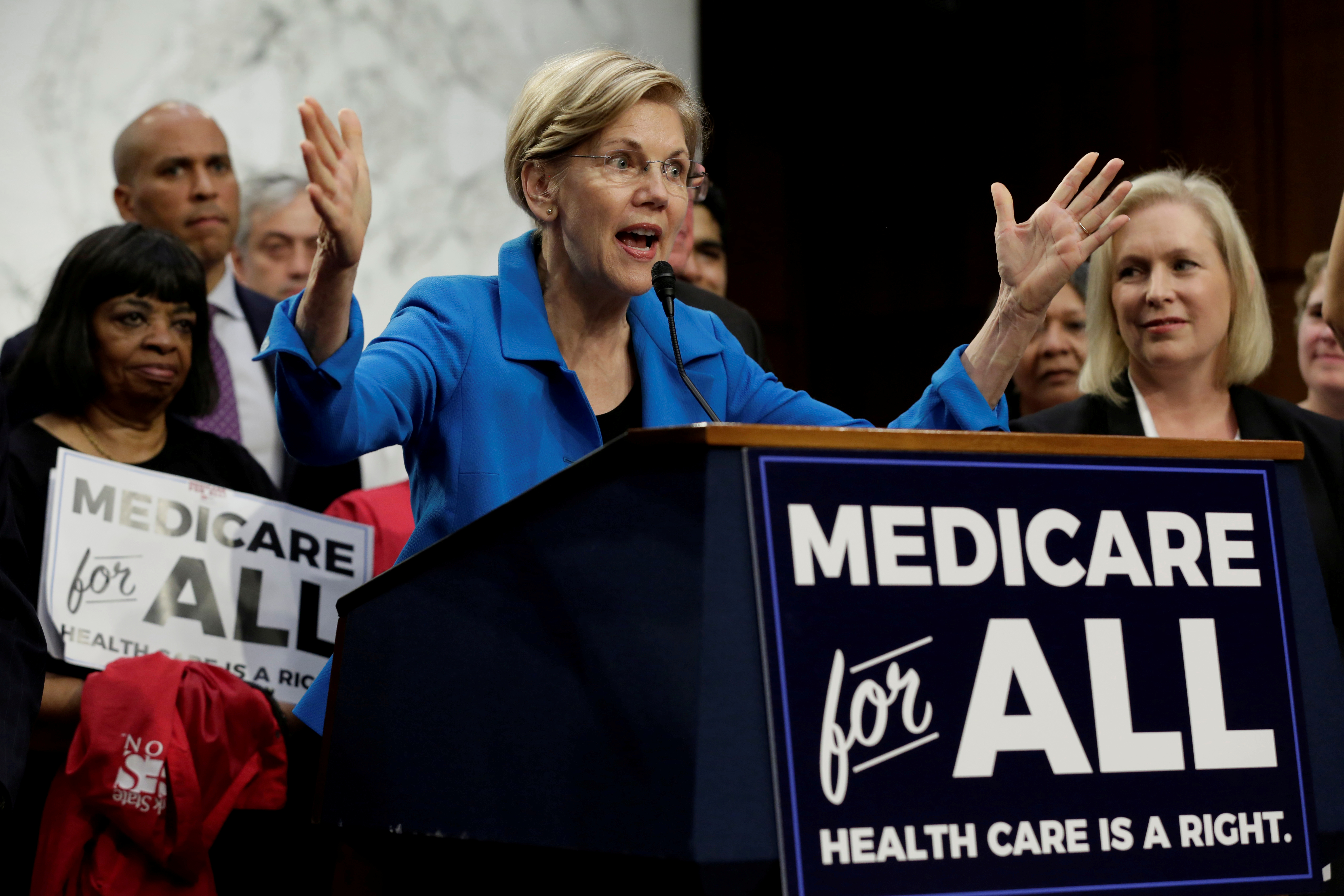 Elizabeth Warren speaks during an event