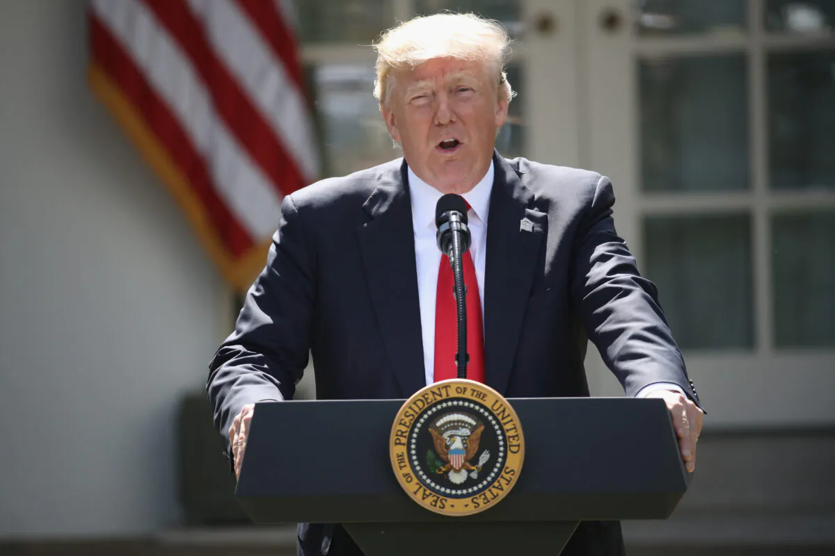 President Donald Trump announces his decision for the United States to pull out of the Paris climate agreement in the Rose Garden at the White House on June 1, 2017.  (Win McNamee/Getty Images)