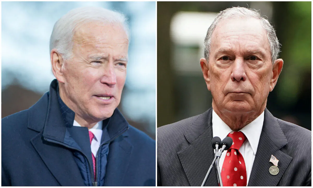 L: Democratic presidential candidate, Former Vice President Joe Biden speaks during a rally at the New Hampshire State House in Concord, New Hampshire on Nov. 8, 2019. (Scott Eisen/Getty Images) R: Former Mayor of New York Michael Bloomberg speaks in the Manhattan borough of New York, New York, on May 30, 2019. (Reuters/Carlo Allegri)