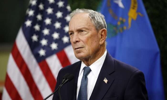 Former New York City Mayor Michael Bloomberg speaks at a news conference at a gun control advocacy event in Las Vegas, Nevada on Feb. 26, 2019. (John Locher, File/AP Photo)