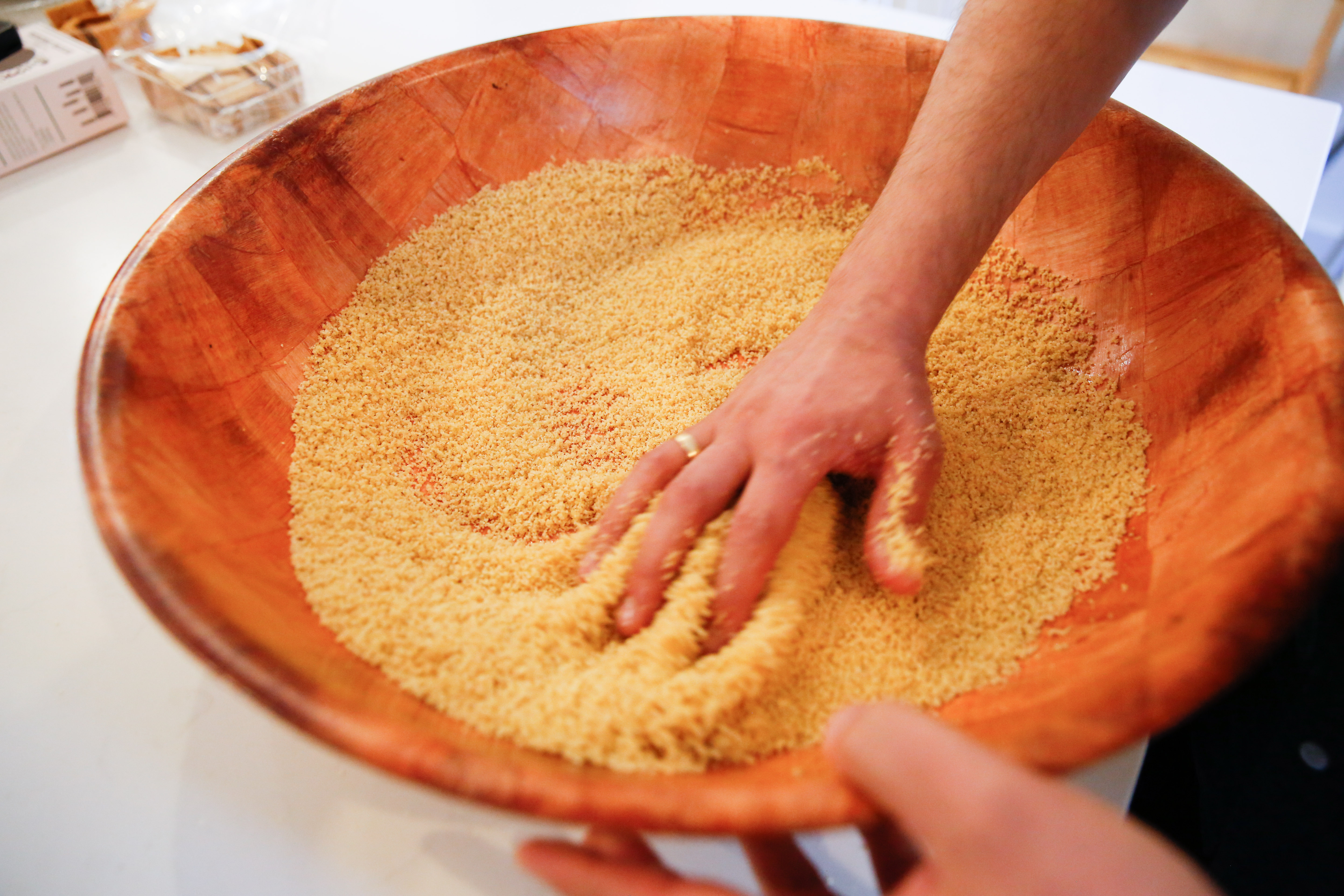 Rolling the semolina