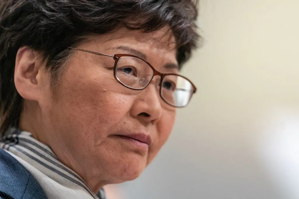 Hong Kong leader Carrie Lam speaks during a press conference in Hong Kong on Nov. 11, 2019.  (Anthony Kwan/Getty Images)