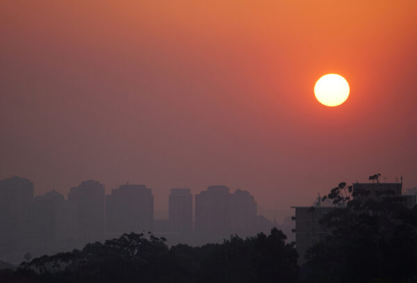 Buildings through smoke, Sydney