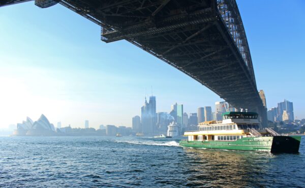 Sydney Harbor Bridge as smoke blankets the city