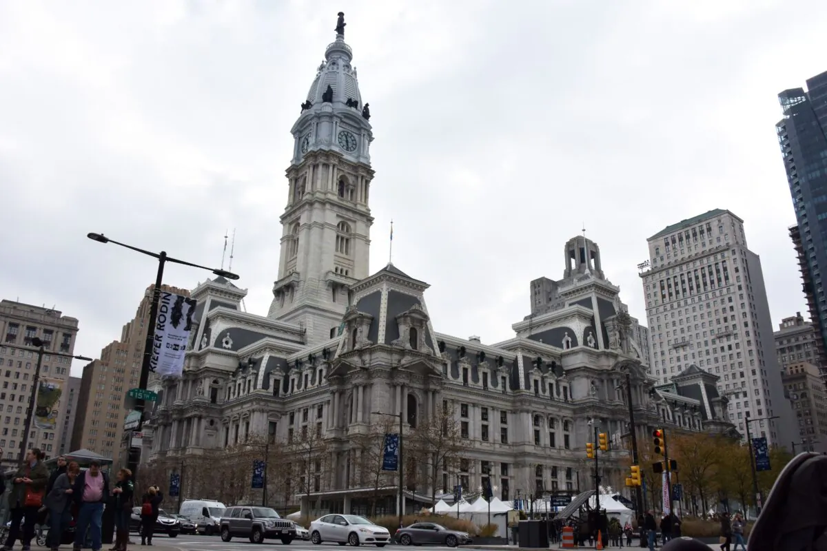 The City Hall building with the statue of William Penn on top is seen in the city center of Philadelphia on Dec. 3, 2017.
Philadelphia is the largest city in Pennsylvania and the sixth-most populous city in the United States. (ERIC BARADAT/AFP via Getty Images)