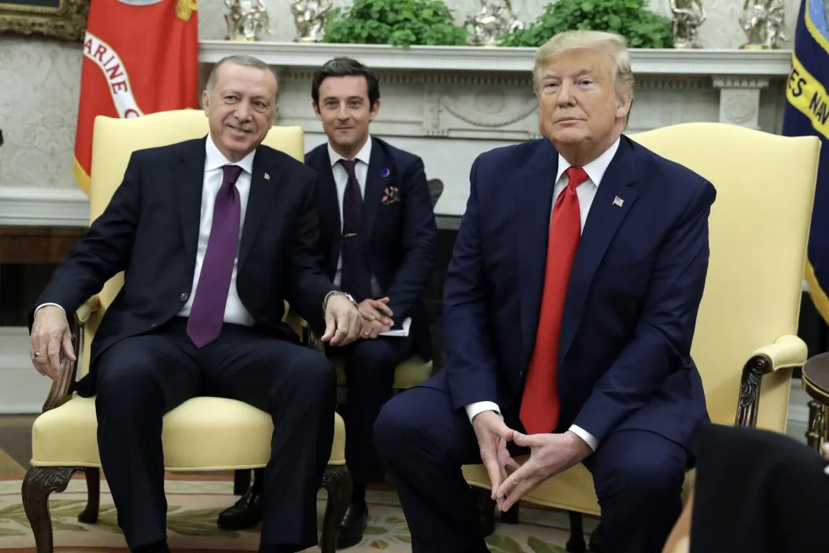 President Donald Trump and Turkish President Recep Tayyip Erdogan meet in the Oval Office of the White House in Washington on Nov. 13, 2019. (Evan Vucci/AP Photo)