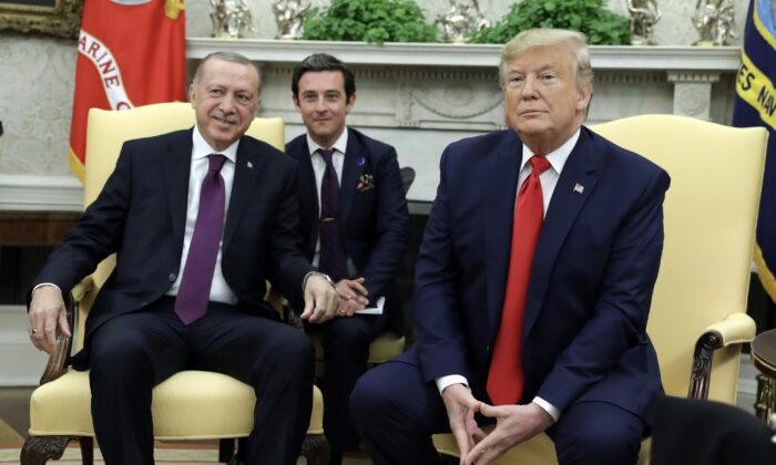 President Donald Trump and Turkish President Recep Tayyip Erdogan meet in the Oval Office of the White House in Washington on Nov. 13, 2019. (Evan Vucci/AP Photo)