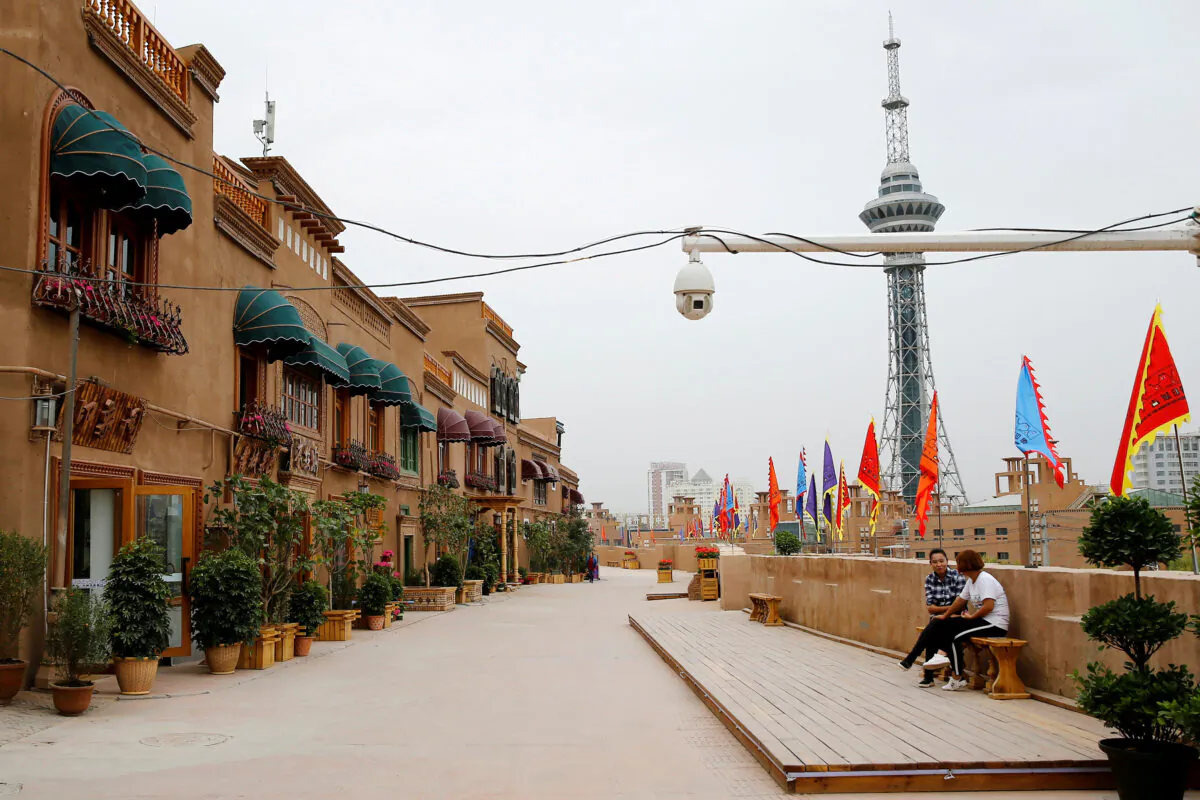 A security camera is placed in a renovated section of the Old City in Kashgar, Xinjiang Uyghur Autonomous Region, China on Sept. 6, 2018. (Thomas Peter/Reuters)