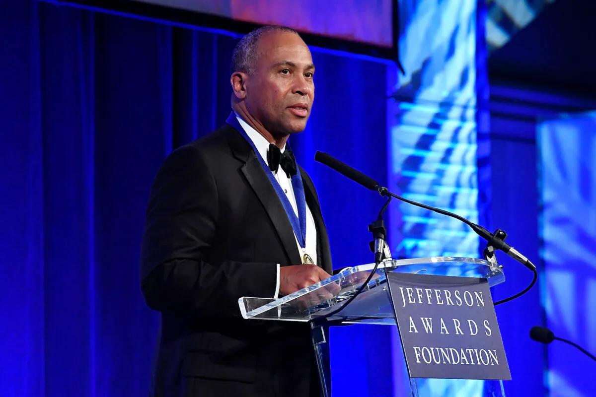 Former Massachusetts Governor Deval Patrick speaks on stage at The Jefferson Awards Foundation 2017 DC National Ceremony at Capital Hilton on June 22, 2017 in Washington, DC. (Larry French/Getty Images)