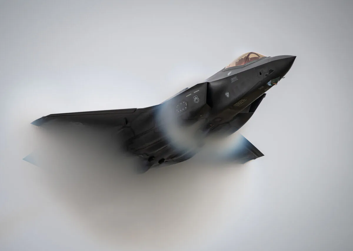 An F-35 performs a high-speed pass during the Oregon International Airshow in McMinnville, Oregon, on Sept. 21, 2019. (U.S. Air Force Photo by Senior Airman Alexander Cook)