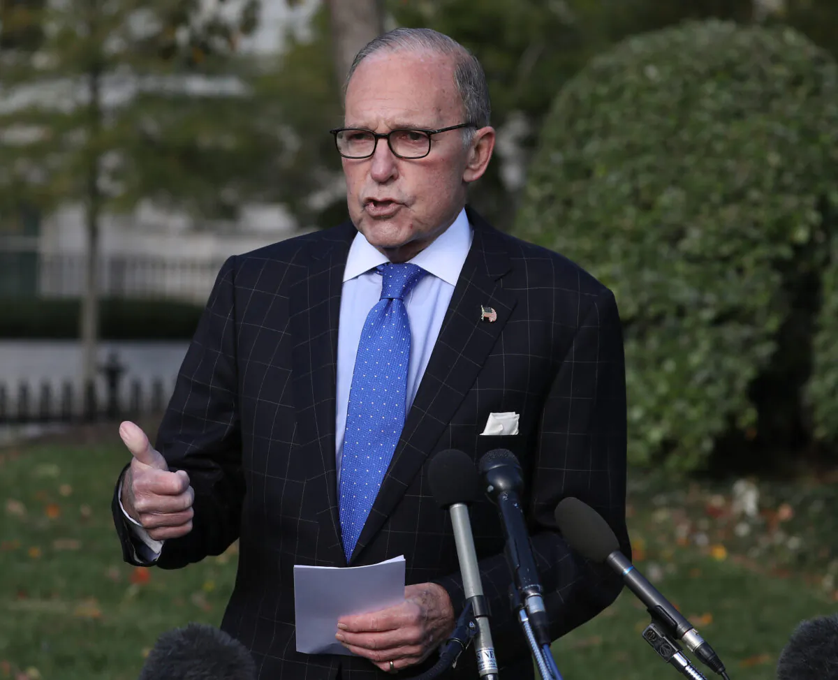 White House Chief Economic Adviser, Larry Kudlow speaks to the media in Washington, on Nov. 1, 2019 (Mark Wilson/Getty Images)