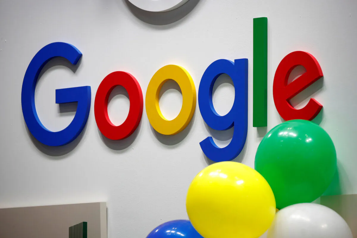 A logo of Google at the high profile startups and high tech leaders gathering, Viva Tech, in Paris on May 16, 2019. (Charles Platiau/Reuters)