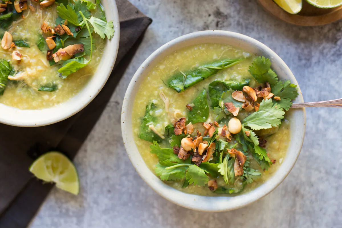 Healing chicken and rice soup. (Caroline Chambers)