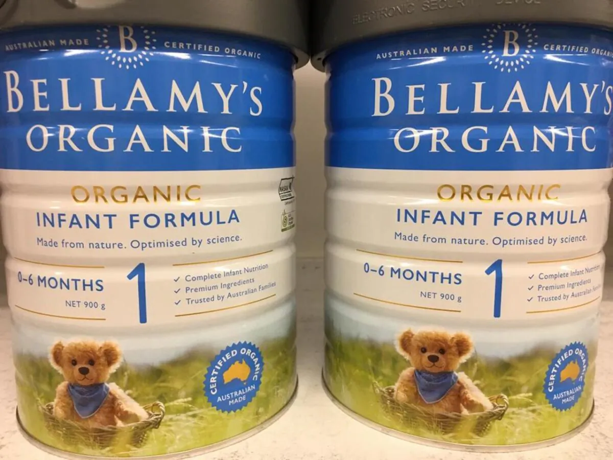 Bellamy's Organic Infant Formula on retailer shelves in Australia. (The Epoch Times)