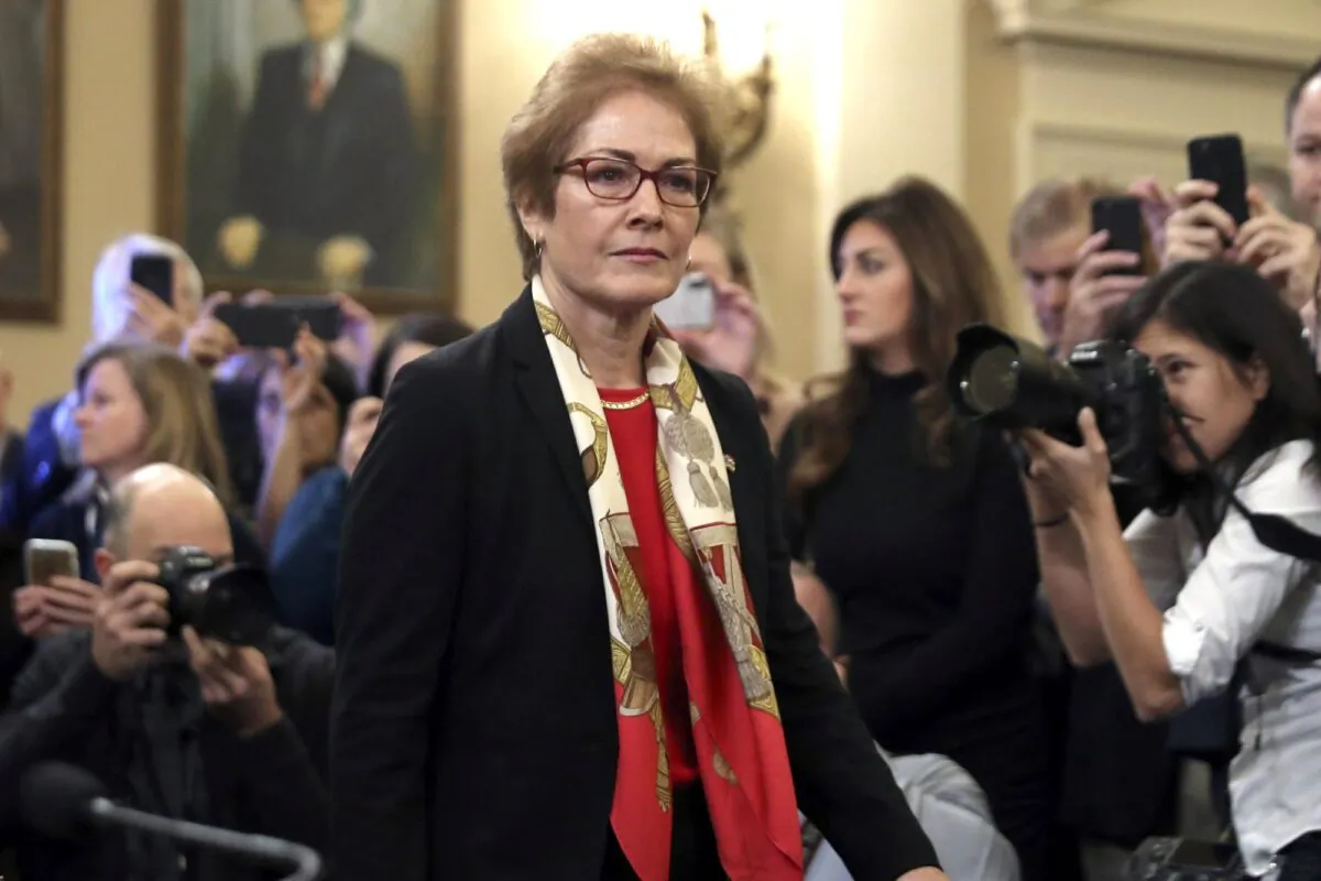 Former U.S. ambassador to Ukraine Marie Yovanovitch arrives to testify before the House Intelligence Committee on Capitol Hill in Washington on Nov. 15, 2019. (Andrew Harnik/AP Photo)