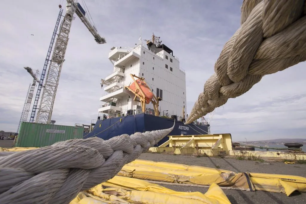 The M/V Asterix, which will be converted into an auxiliary oiler replenishment ship to meet the needs of the Royal Canadian Navy, is shown at Davie Shipbuilding, in Levis, Que., in this file photo. (The Canadian Press/Jacques Boissinot)