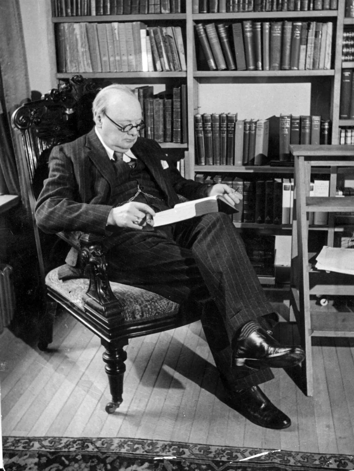 Winston Churchill (1874–1965), British statesman and prime minister (1940–1945, 1951–1955) at his home, Chartwell House, in Westerham, Kent, England, in 1939. (Topical Press Agency/Getty Images)