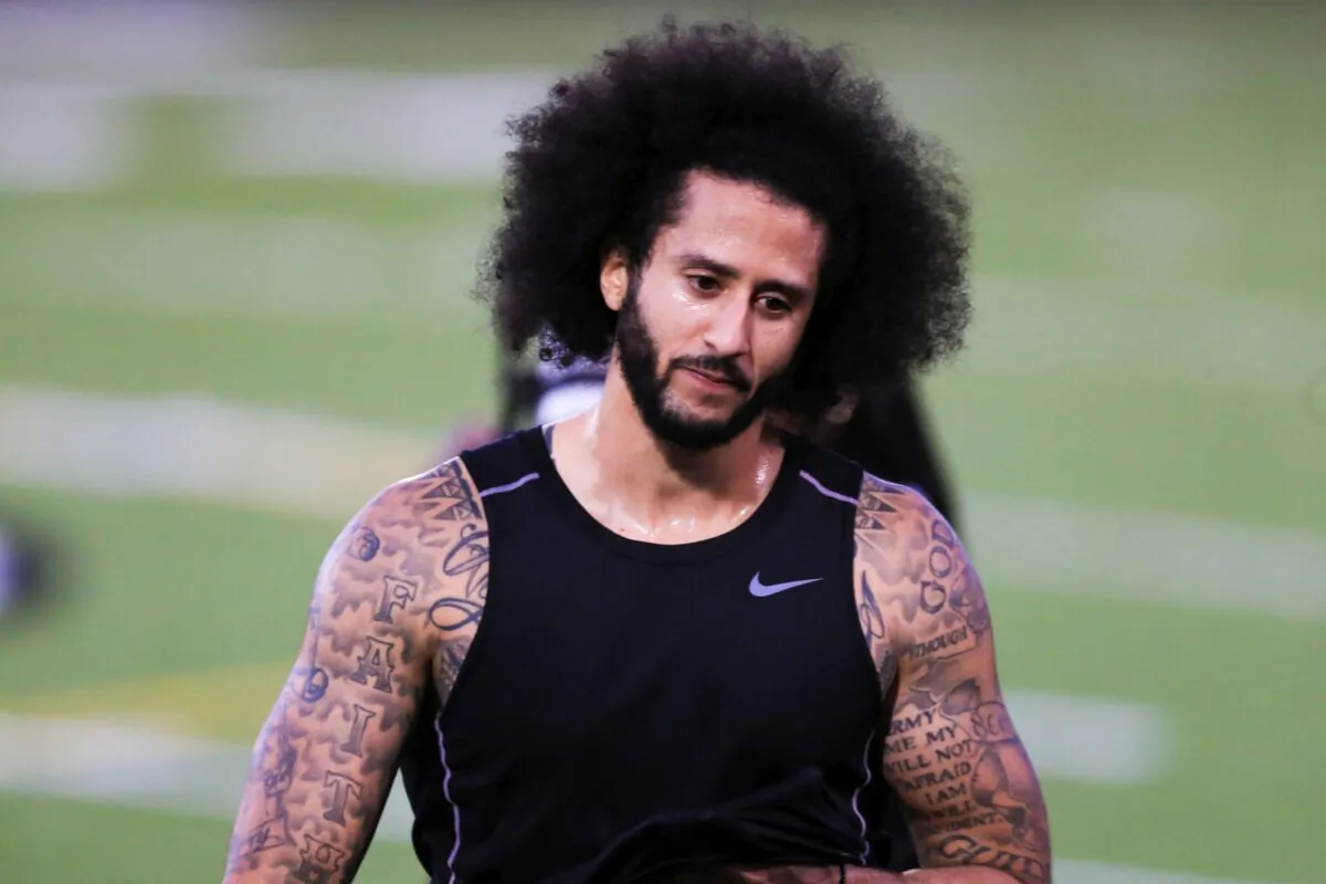 Colin Kaepernick looks on during the Colin Kaepernick NFL workout held at Charles R. Drew High School in Riverdale, Ga., on Nov. 16, 2019. (Carmen Mandato/Getty Images)