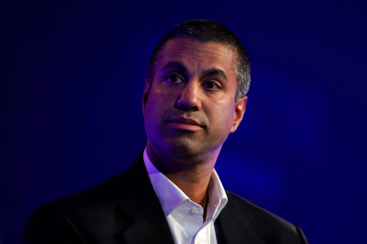 Ajit Pai, chairman of the Federal Communications Commission, speaks at the WSJTECH Live conference in Laguna Beach, Calif., on Oct. 21, 2019. (Mike Blake/Reuters)