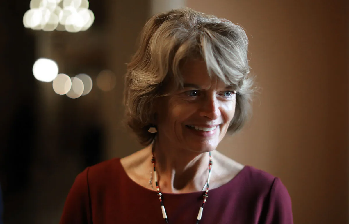 Sen. Lisa Murkowski (R-Alaska) is interviewed  following the GOP weekly policy luncheon at the U.S. Capitol in Washington on July 31, 2018. (Chip Somodevilla/Getty Images)