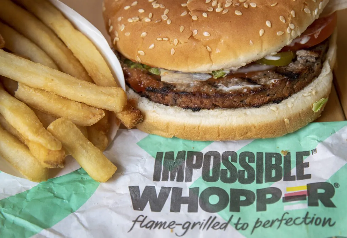 In this photo illustration, an Impossible Whopper sits on a table. (Drew Angerer/Getty Images)