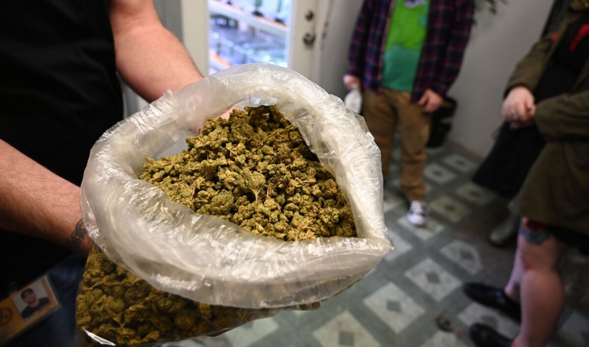 A bag of marijuana is shown