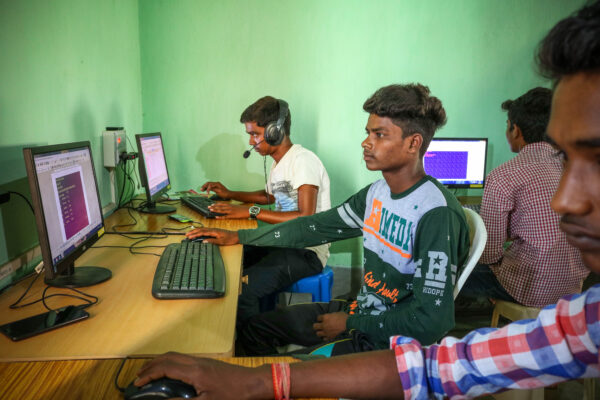 Students work with computers