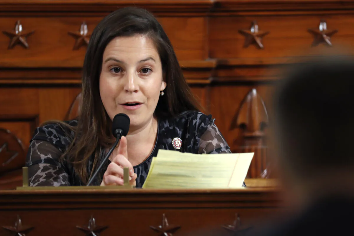 Rep. Elise Stefanik (R-N.Y.) questions Ambassador Kurt Volker in Washington on Nov. 19, 2019. (Jacquelyn Martin/Pool/Getty Images)