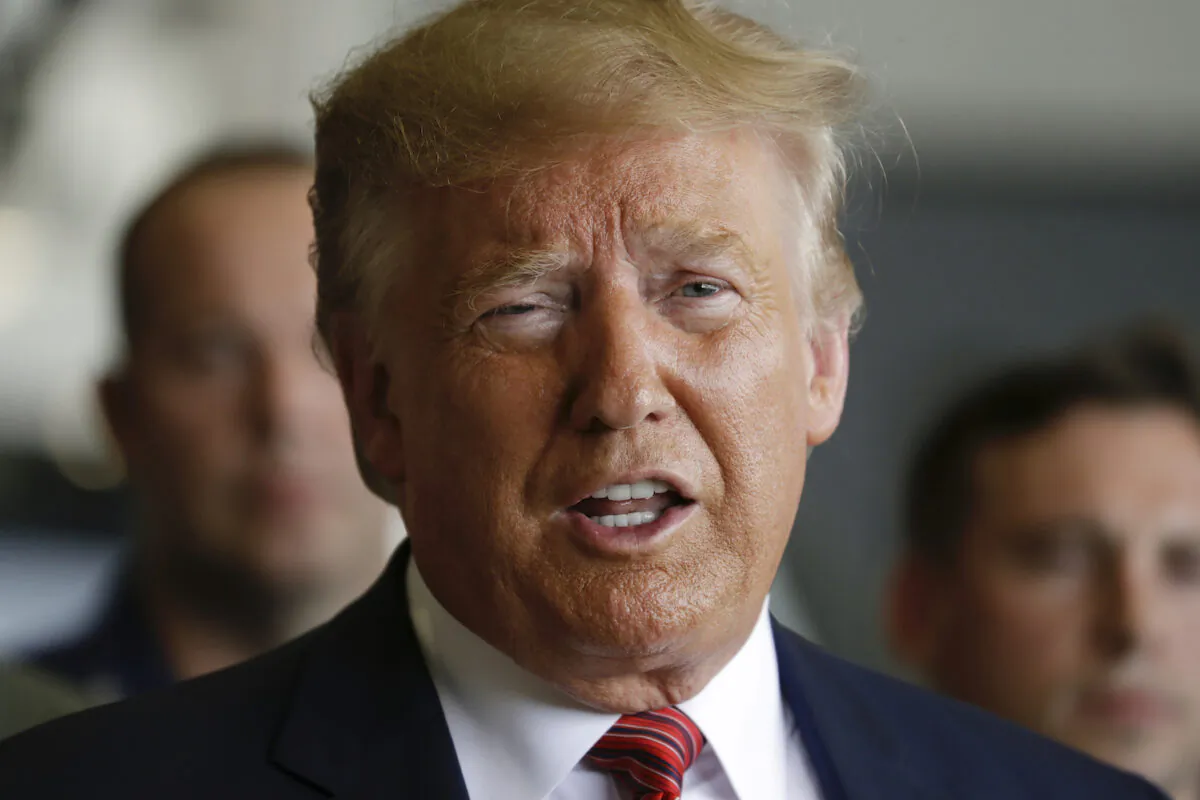 President Donald Trump speaks at a news conference in Webster, Texas, on Sept. 22, 2019. (AP Photo/Evan Vucci)