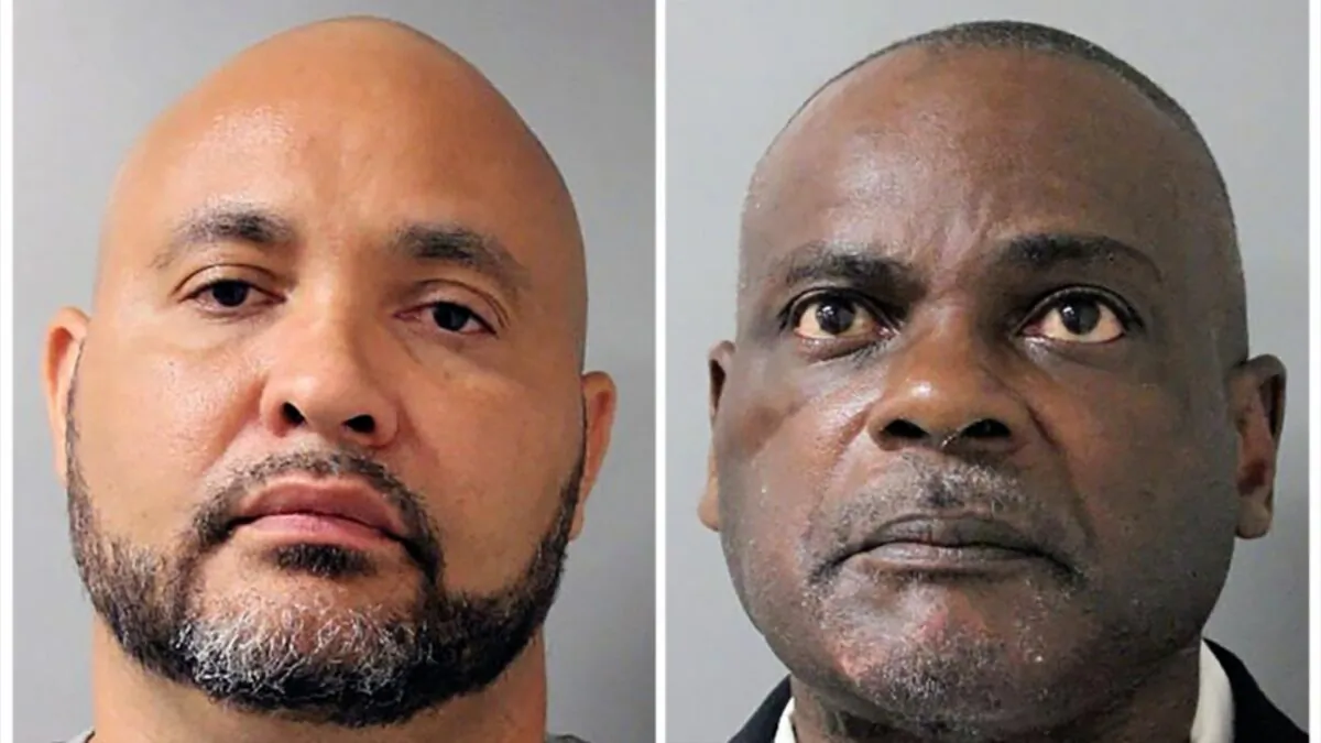 This combination of undated photos provided by the Houston Police Department shows Steven Bryant and Gerald Goines in Houston. The former Houston police officers are facing federal charges for their roles in a January 2019 drug raid that left two people dead and several officers injured. Federal authorities said Wednesday, Nov. 20 that the charges against the pair are the result of a civil rights investigation by the FBI. (Houston Police Department via AP)