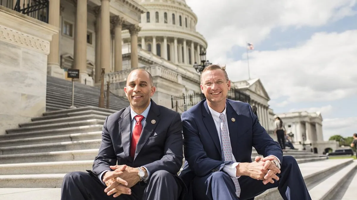 Representatives Hakeem Jefferies (D-N.Y.) and Doug Collins (R-Ga.), in Washington in 2018. (Courtesy of jefferies.house.gov)