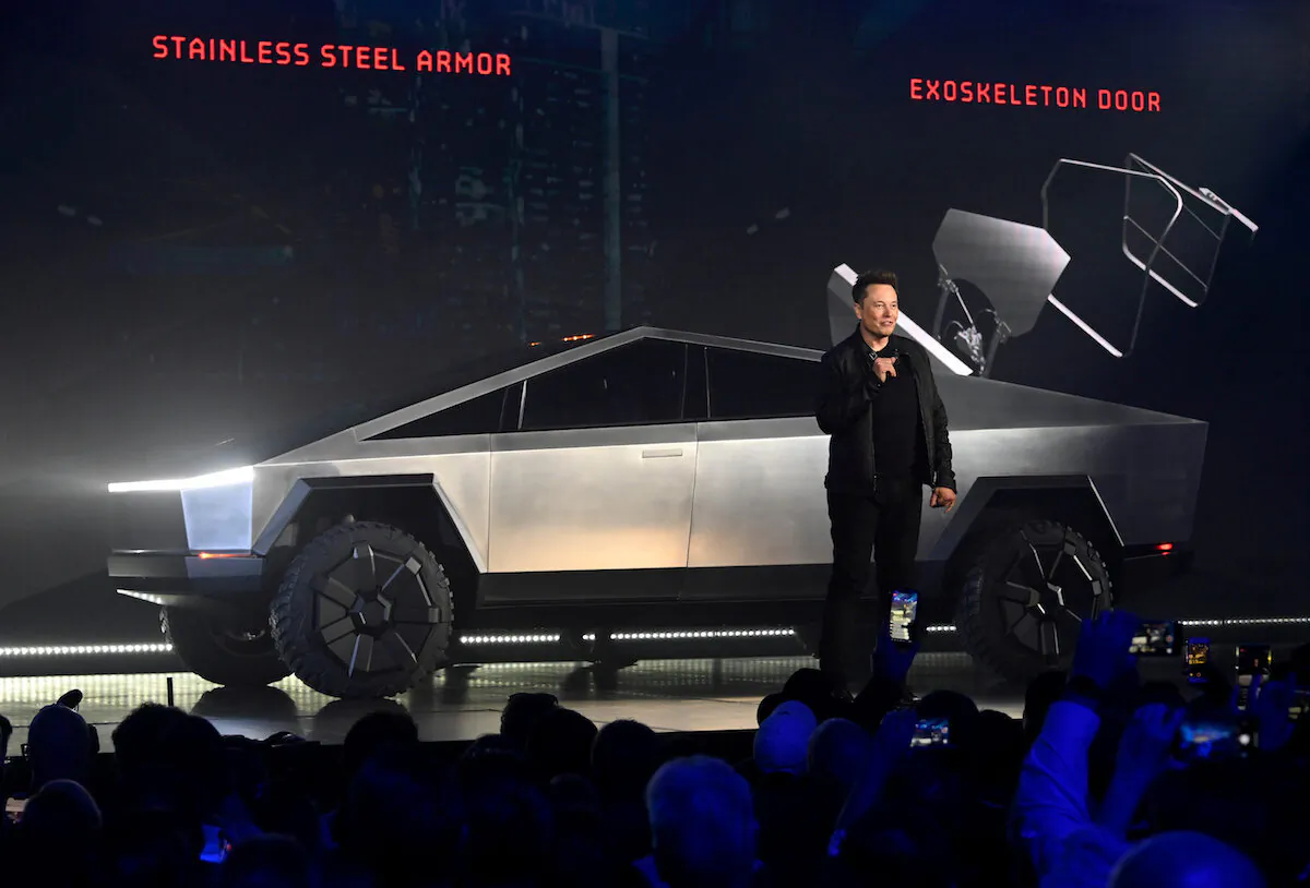 Tesla CEO Elon Musk unveils the Cybertruck at the TeslaDesign Studio in Hawthorne, Calif., on Nov 21, 2019. (Robert Hanashiro/USA TODAY)