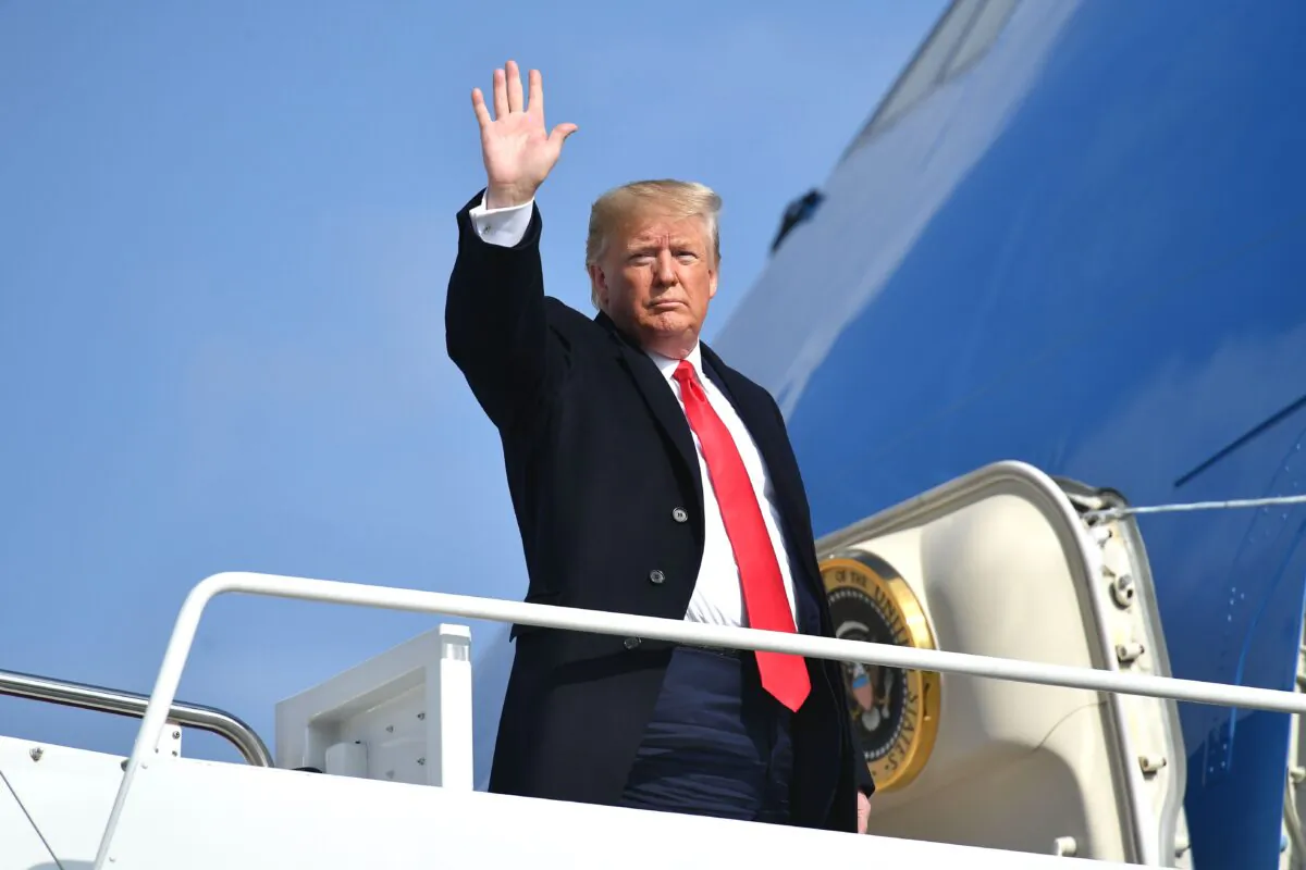 President Donald Trump makes his way to board Air Force One before departing from Andrews Air Force Base in Maryland on Nov. 20, 2019. (Mandel Ngan/AFP via Getty Images)