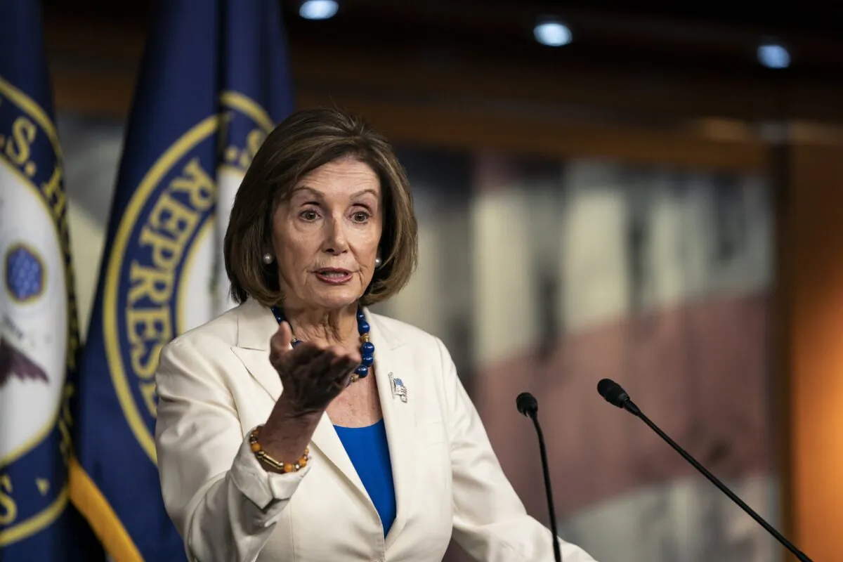 House Speaker Nancy Pelosi (D-Calif.) speaks to the media during her weekly press conference at the U.S. Capitol in Washington on Nov. 21, 2019. (Alex Edelman/Getty Images)