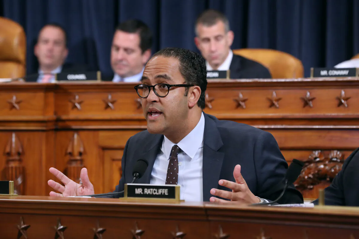 Rep. Will Hurd (R-Texas) makes a statement about impeachment in Washington on Nov. 21, 2019. (Samuel Corum - Pool/Getty Images)