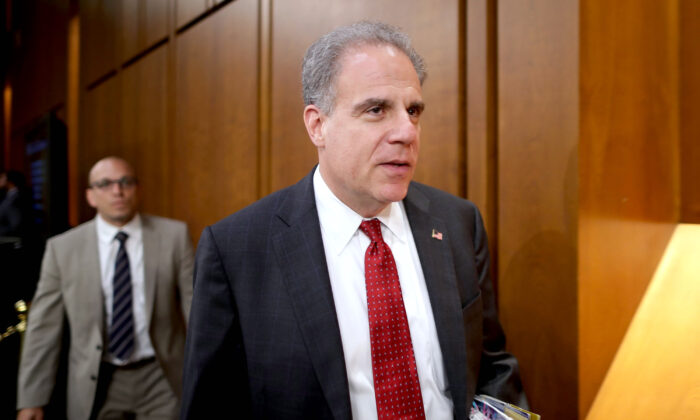 Justice Department Inspector General Michael Horowitz arrives before testifying to the Senate Judiciary Committee on June 18, 2018. (Chip Somodevilla/Getty Images)